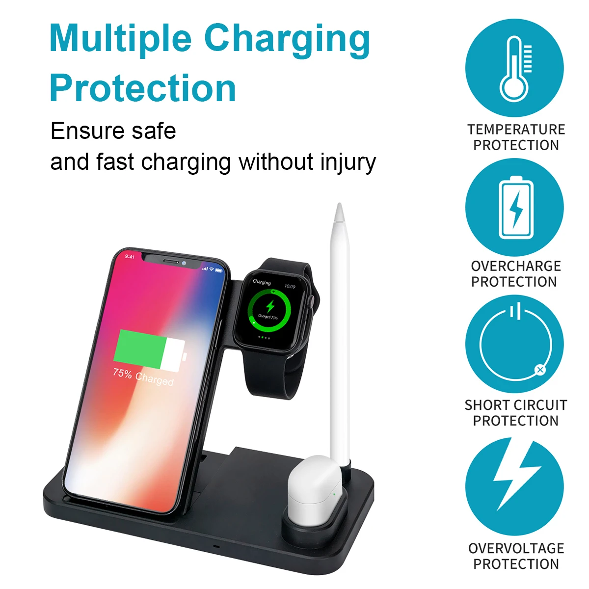 Беспроводное зарядное устройство 4 в 1 для iPhone X XS XR 8 быстрая Беспроводная