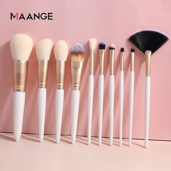 

MAANGE 10pcs Makeup Brushes Set Professional Make up Brush Tools kit Powder Foundation Eyeshadow Eyeliner Natural-Synthetic Hair