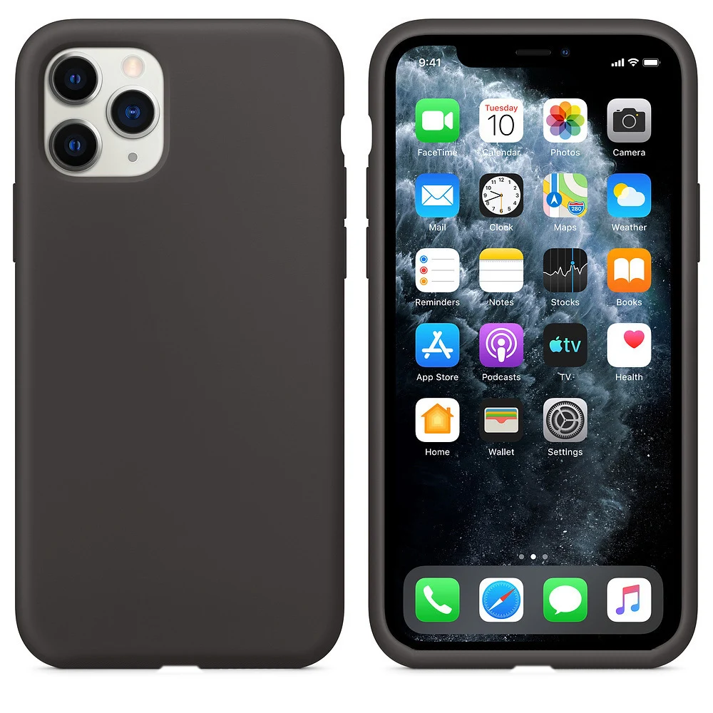 Чехол для iPhone 11 Pro Max на iPhone11 11Pro X XR XS Max 6 6S 7 8 Plus, силиконовый жидкий противоударный Ультратонкий чехол - Цвет: Черный