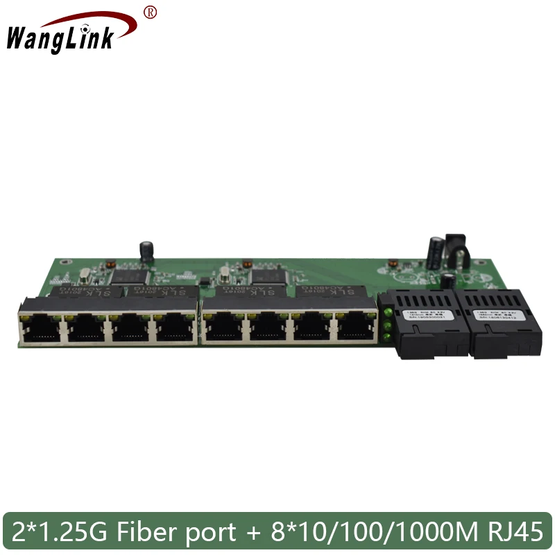 10/100/1000M Gigabit Ethernet switch Fiber Optical Media Converter PCBA 8 RJ45 UTP and 2 SC fiber Port Board PCB wanglink gigabit switch ethernet fiber optical media converter 8 port 1 25g sc 2 rj45 10 100 1000m pcba board