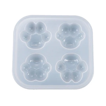 

Crystal Epoxy Resin Mold 4 Cavity Cartoon Cat Claw Cake Casting Silicone Mould DIY Crafts Baking Tools