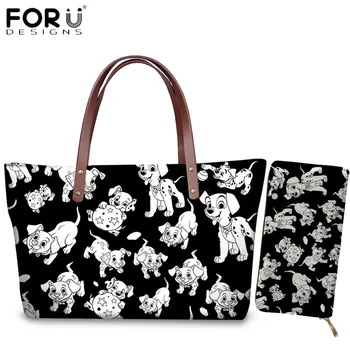

FORUDESIGNS Funny Dalmatian Dog Pattern Fashion Messenger Bags Large Capacity Women Travel Handbags 2pcs/set Ladies Shoulder Bag