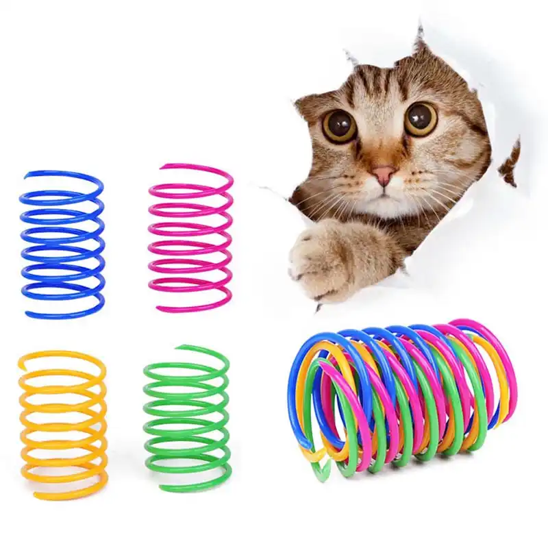 4 Buah Kreatif Menyenangkan Kucing Warna Warni Mainan Musim Semi Kucing Interaktif Hewan Peliharaan Plastik Fleksibel Mainan Kumparan Kucing Produk Hewan Peliharaan Mainan Kucing Aliexpress