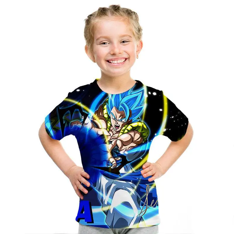 Детская футболка с изображением дракона и шарика Z goku Saiyan, Детская футболка с 3D-принтом, Детская футболка, модная футболка для мужчин и девочек