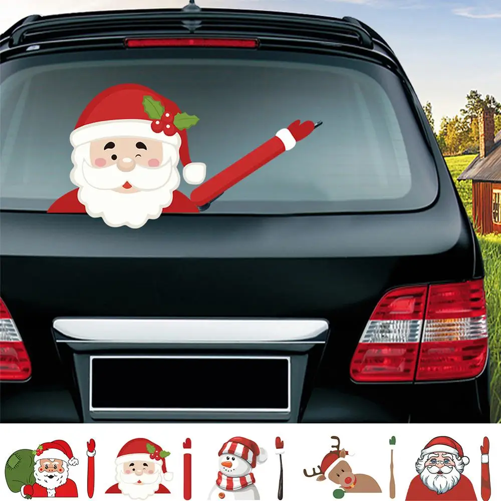 

Window Stickers Christmas Decoration Car Vehicle Rear Windshield Santa Claus Window Decal Car Rear Wiper Sticker Window Sticker