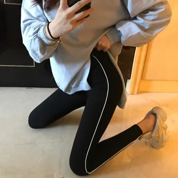 

O Leggings For Women Autumn Spring Casual Solid Color Elastic High Waist Feet Nine Trousers Clothes For Women Ropa Mujer