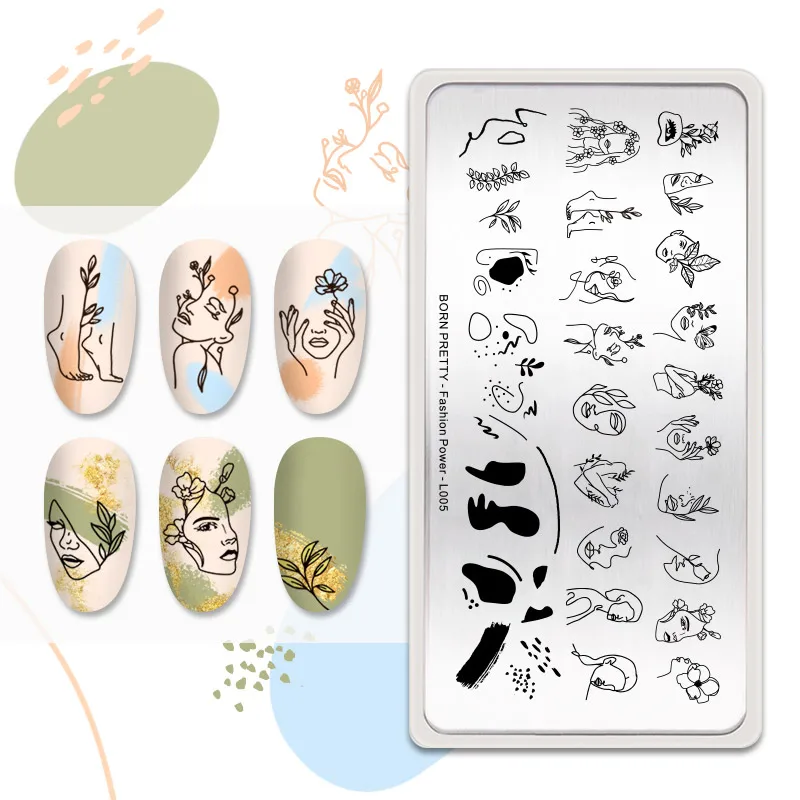 

BORN PRETTY Fashion Power Nail Stamping Plates Artist Nail Art Template Stainless Steel Manicureing DIY Image Print Stencil Tool