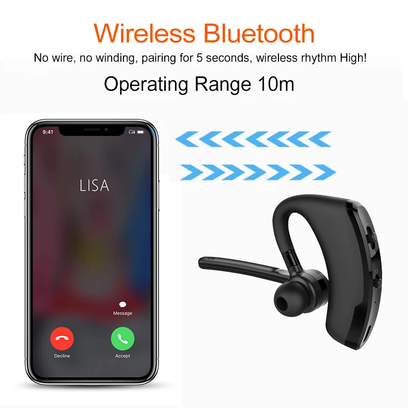 V8 Bluetooth наушники Бизнес Беспроводная гарнитура V9 Bluetooth наушники громкой связи с микрофоном для вождения автомобиля вок для iPhone samsung