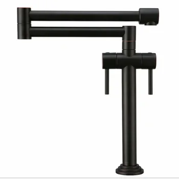 

Full-copper 360-degree turning black-gold folding cold and hot pot kitchen pot faucet