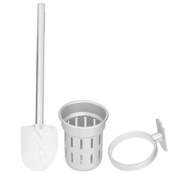 

Bathroom Scrubber Household Space Aluminum Wall-Mounted Toilet Brush Set Bathroom Cleaning Kit Accessory Silver Toilet Supplies