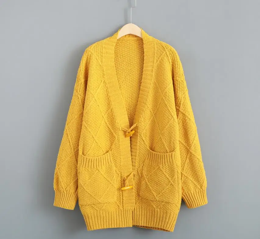 Золотой Autumn Winter Long Female Cardigans Kawaii Casual Knitted Poncho Sweaters Oversized Long Cardigans Korean sueter - Цвет: Золотой