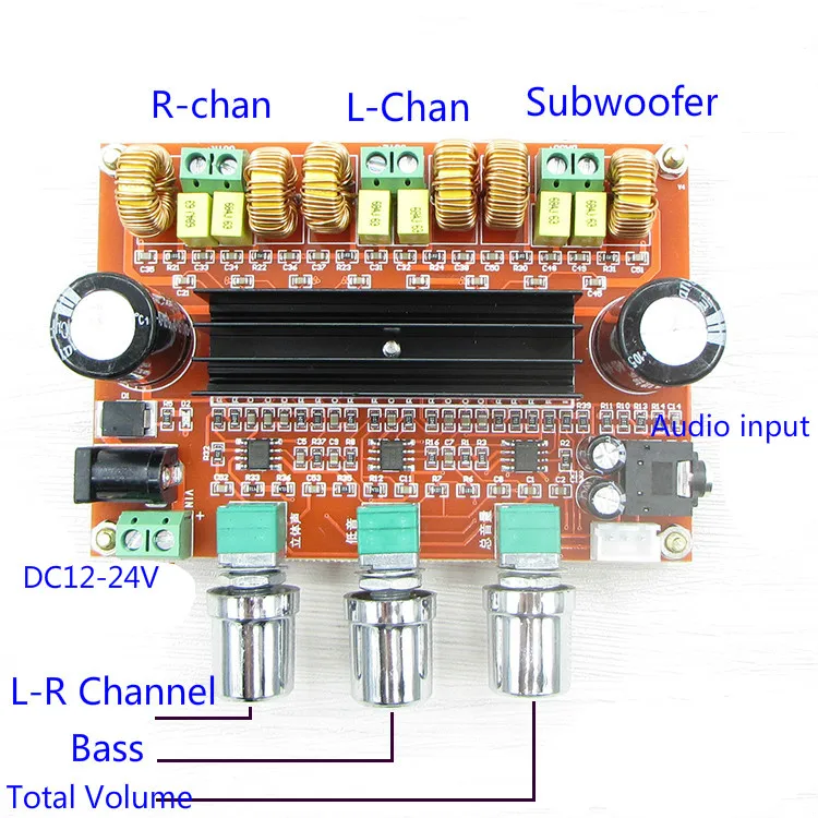 TPA3116 2,1 цифровой аудио усилитель плата TPA3116D2 сабвуфер динамик усилители DC12V-24V 2*50 Вт+ 100 Вт