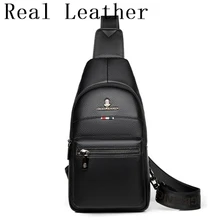  PURANI Sling Bag Men 100% Genuine Leather Messenger Bags USB Charging Chest Bag Leather Men Satchels Crossbody Bags Chest Pack 