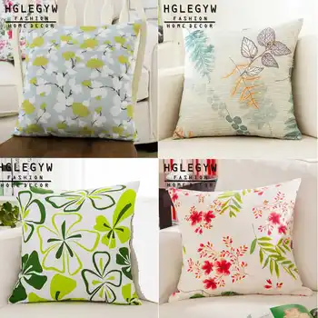 

Plant Leaf Pillow Case Cotton Linen Pillowcase for Home Office Sofa Seat Decor Textile Throw Printed Pillow Cover