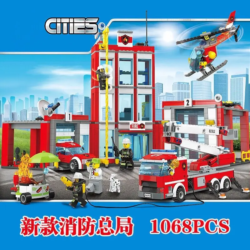 

City Firefighting Administration Building Blocks Children Police Toy Educational DIY Small Particles Assembled Chenghai