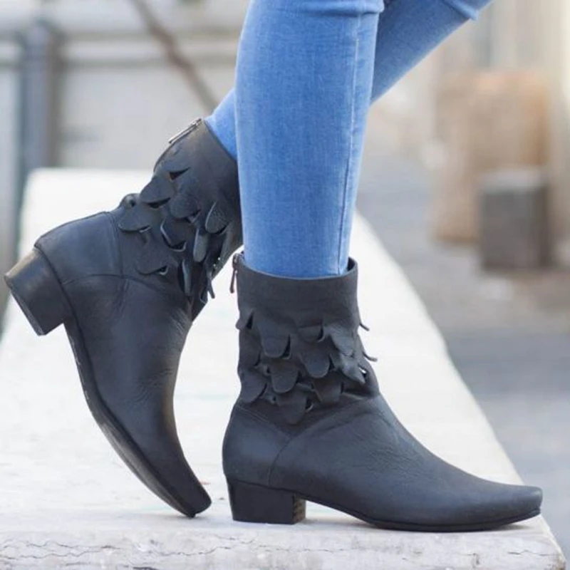 

Puimentiua Women Ankle Boots 2019 Autumn Female Casual Shoes Woman Flat Fashion Platform Round Toe Buckle Strap