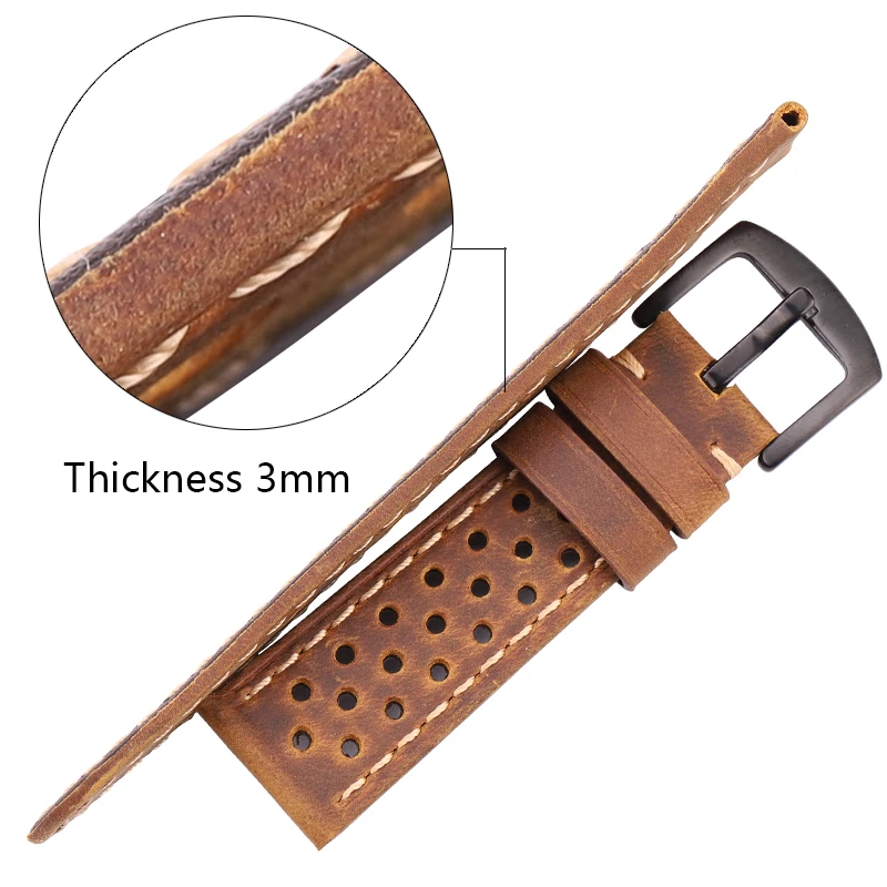 Cowhide Watchbands 20mm 22mm Genuine Leather Vintage Wrist Strap Belt For Samsung Galaxy Watch 46mm Bracelet
