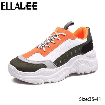 

Sneaker Casual Fashion 2020 Autumn Season Popular White shoes Lace-up Footwear women Useful Colorful Streak Black-soled Shoes
