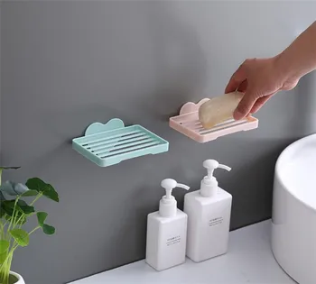 

Cute Plastic Drain Soap Box Holder Strong Sucker Bathrom Soap Dish Bathroom Storage Basket Box 12*8.2cm