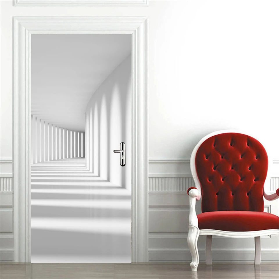 3d影廊下リビングルームの寝室のホームデザイン装飾壁紙自己接着防水壁ポスター ドアステッカー Aliexpress