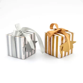 

50pcs Wedding Favor and Sweet Gift Box Stripe Candy Box Graduation Party Gift For Guests