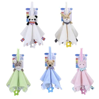 

Infant Baby Soft Sleep Soothing Towel Security Hand Towel With Rattle Teether Baby Rattles Mobiles Cute Activity Hanging Baby