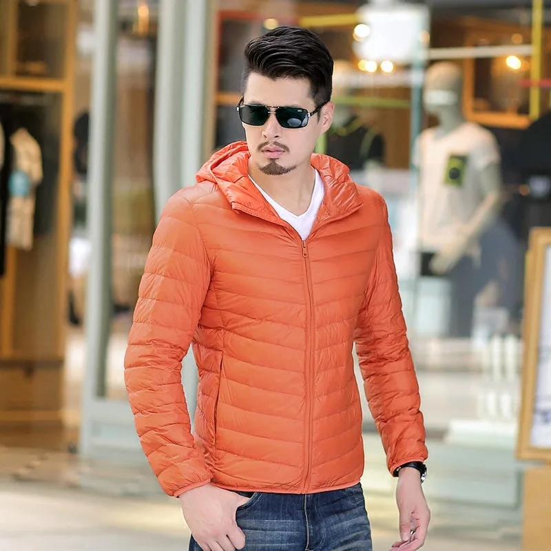 Autumn And Winter New Style Korean-style Ultra-Thin down Jacket Plus-sized Menswear Short Hooded Sports Jackets Outdoor