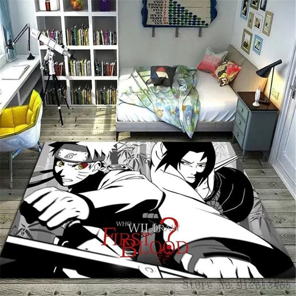 quilt 3D Cartoon Naruto Anime Anime Ninja Uzumaki Uchiha Print Floor Mats area rug Carpets Mats Floor Rug For Living Room Non-slip fitted sheet