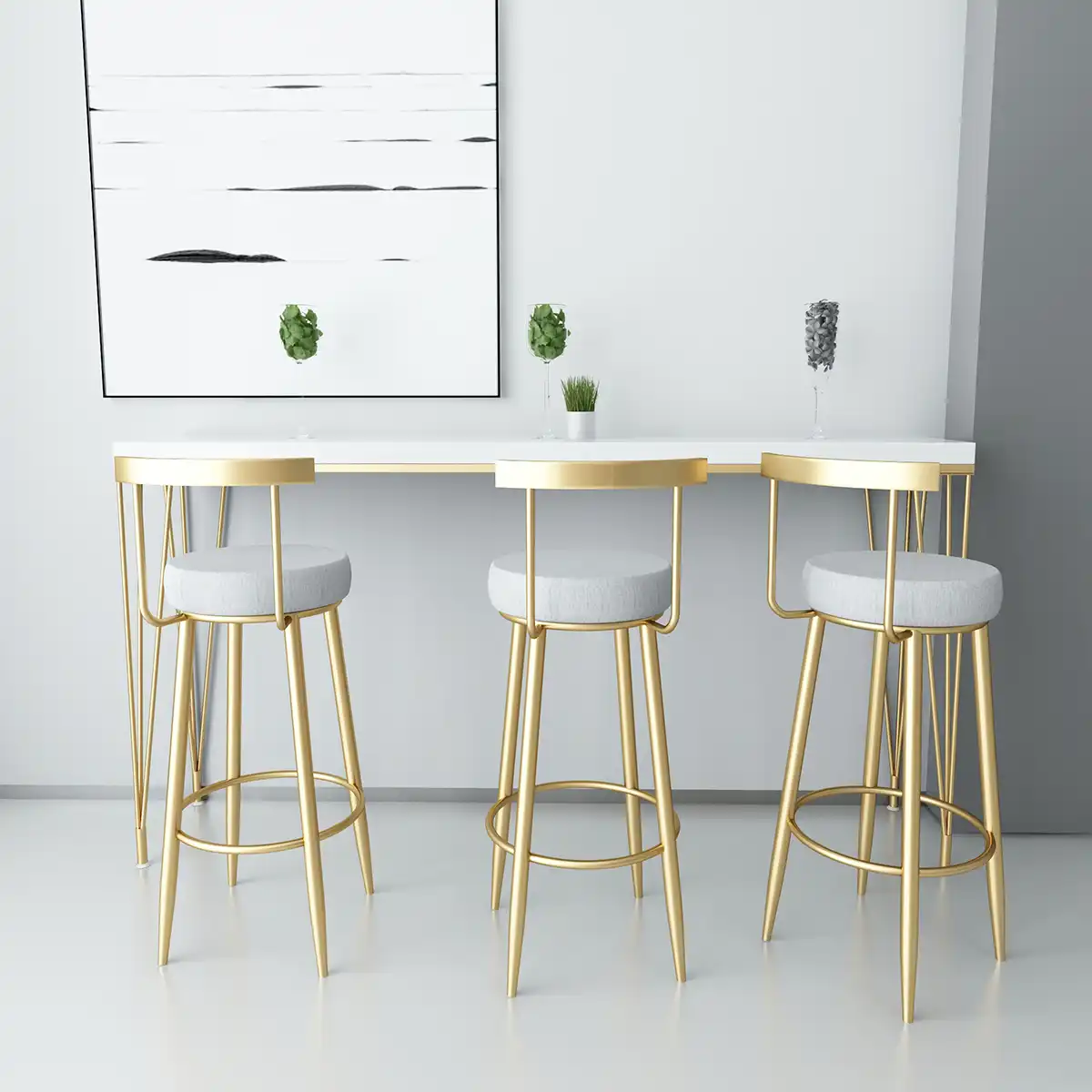 Nordic Bar Chair Light Luxury Home Island Golden Bar Stool Modern