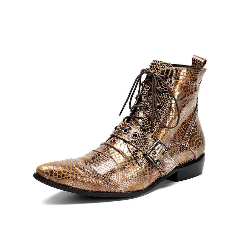 

Cool Runway Show Martin Boots Carved Cowboy Korean Ankle Boots Botas Militares Mujer Pointed Toe Cow Leather Genuine Leather Zip