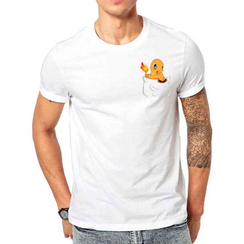 Мужская футболка Pokemon Starters Pocket Version Mewtwo Gengar Pikachu Charmander Squirtle Bulbasaur игровая с