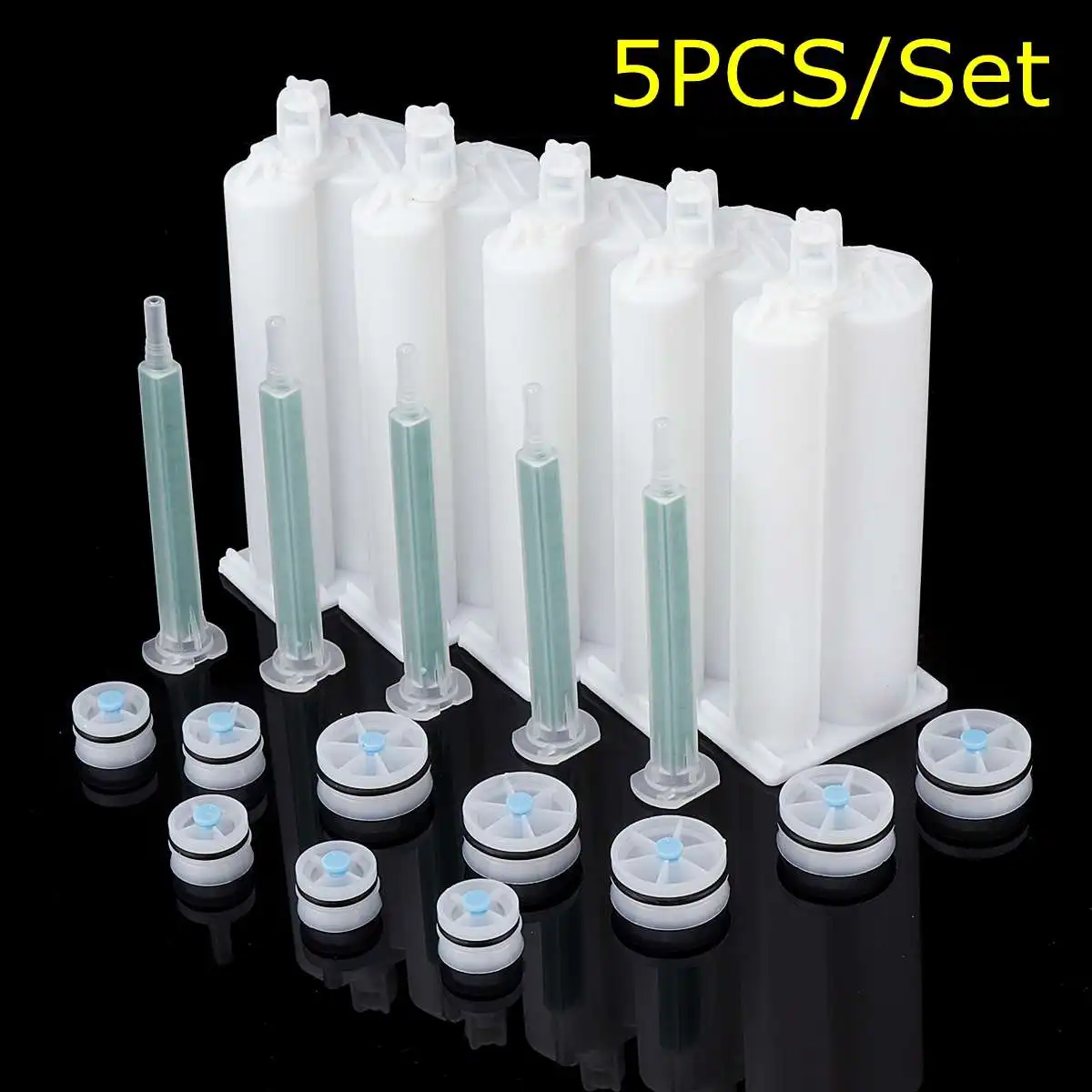 

5Pcs/Set 50ml 2:1 Ratio Dual-Barrel Empty Cartridge AB Glue Tube with Mixing Tube for Adhesive Dispensing Glue G un