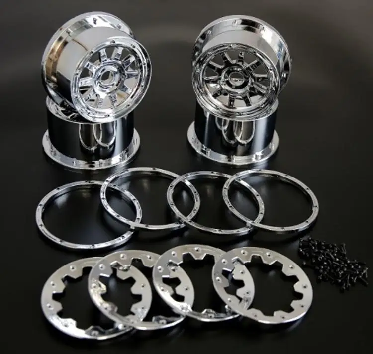 Хромированные колесные диски/ступицы колеса с хромированным beadlock для HPI Baja5b, Rovan/rofun багги, км Багги rc запчасти для автомобилей