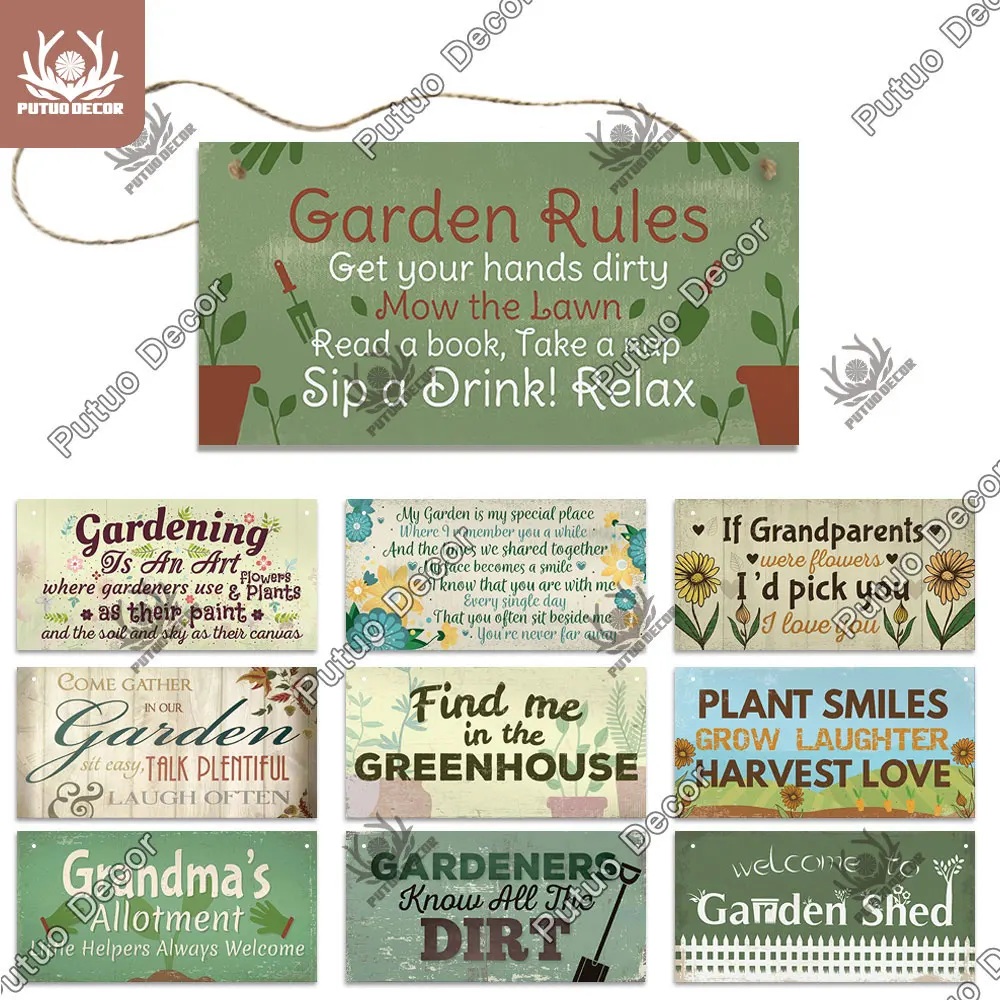 Garden Rules Sign Plaque for greenhouse garden gardner gift 
