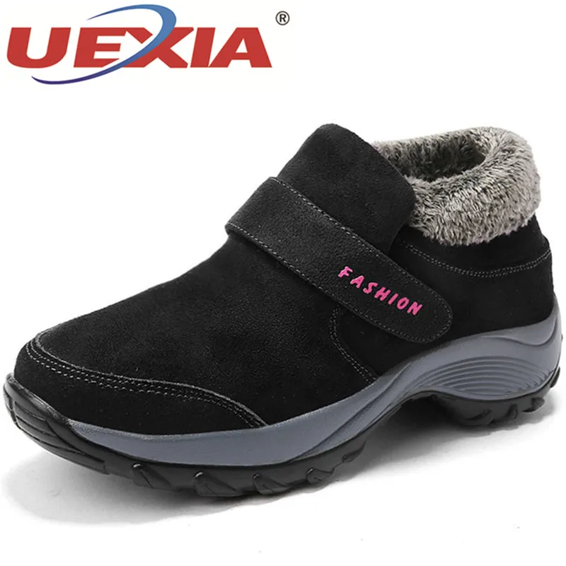 

UEXIA NEW Women Snow Boots Winter Shoes Warm Plush Ankle Feather Cloth Boots Female Casual Shoes Wedge Snow Sexy Shoes Footwear