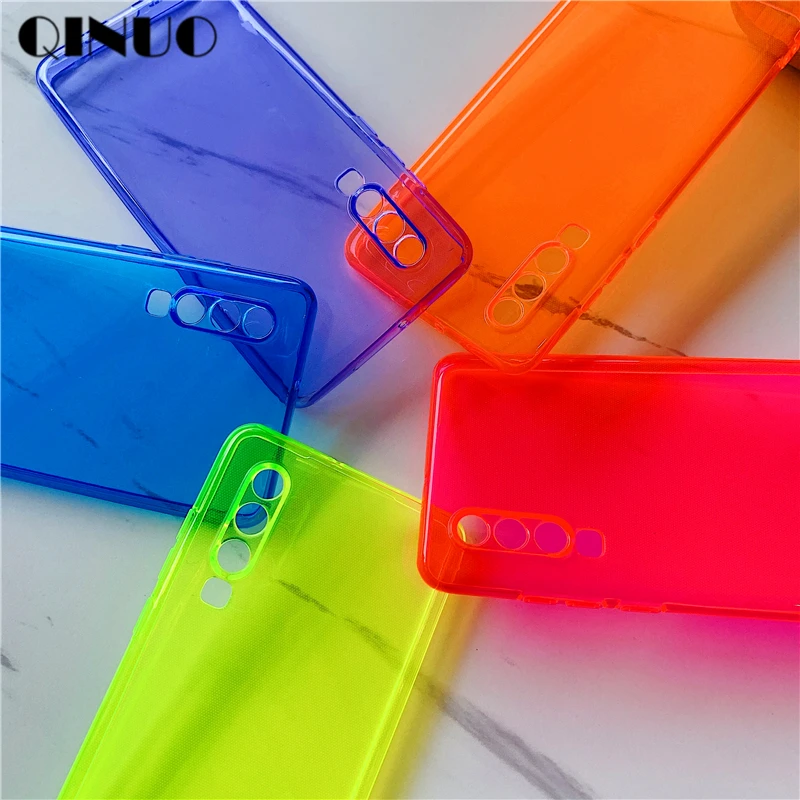 Чехол для Huawei Mate 30 P30 P40 P20 Nova 7 3E 5 6 Pro V30 Honor 30S прозрачный флуоресцентный неоновый