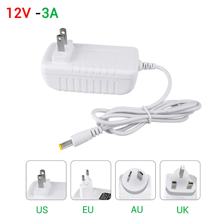 Power Adapter AC 110V 220V To DC 12V 12 Volt 1A 2A 3A Universal Power Supply Charger EU US Plug
