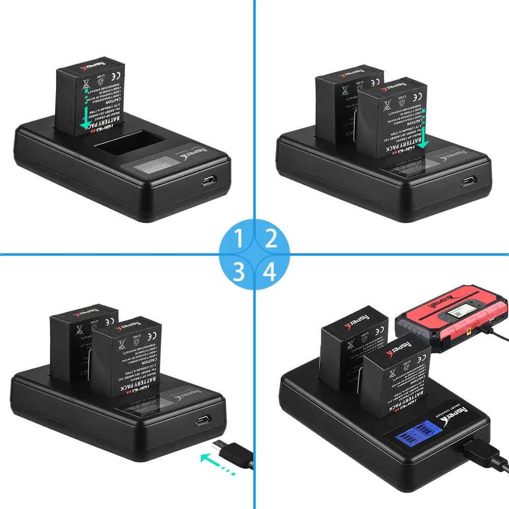 3 шт. 1300 мА · ч аккумуляторные батарейки с ЖК дисплеем и USB зарядным устройством
