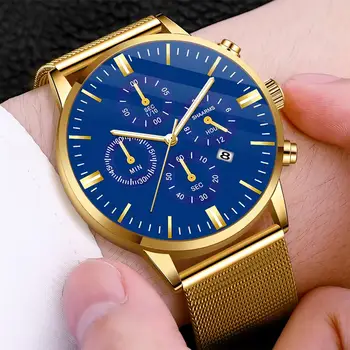 

SHAARMS Men Gold Mesh Watch Stainless Steel Quartz Wristwatch Fashion Business Sport Watch Men Watches Relogio Masculino