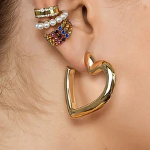 YMYW сердце пустотелые серьги гвоздики модный бренд цинковый сплав золотой геометрический Шарм минималистичные классические серьги ювелирные изделия для женщин