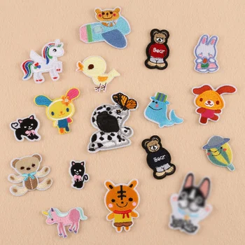 

100pcs/lot Cute Small AnimalsEmbroidery Patches Letters Kids Clothing Accessories Heat Transfer Badge Iron Clothes