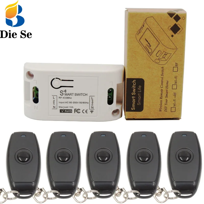 Diese 433MHz Universal Wireless Remote Control AC 220V 10Amp 1CH RF Relay Switch and Transmitter for Lighting Controller | Электроника