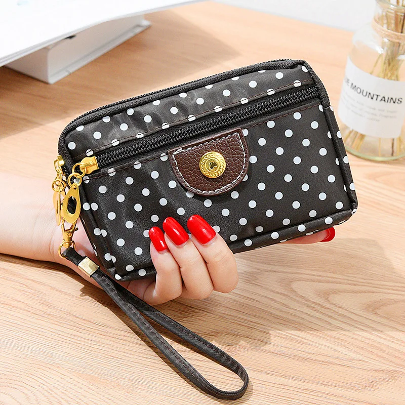 summer New style canvas bag handbag WOMEN'S bag Korean-style three zipper multi-layer wallet carrying bag mobile phone - Цвет: Brown