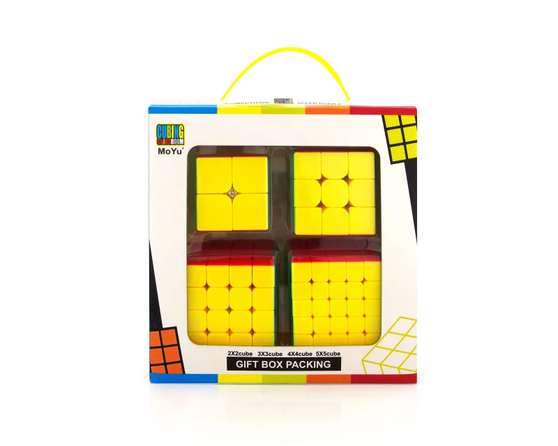 4 шт./компл. Moyu 2x2 3x3 4x4 5x5 набор магических кубиков Mofang Jiaoshi Black Stickerless Pack головоломка