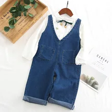 Ковбойские подтяжки для маленьких девочек г. Весенне-осенняя новая стильная весенняя одежда для малышей Детские штаны маленький гусеничный детский