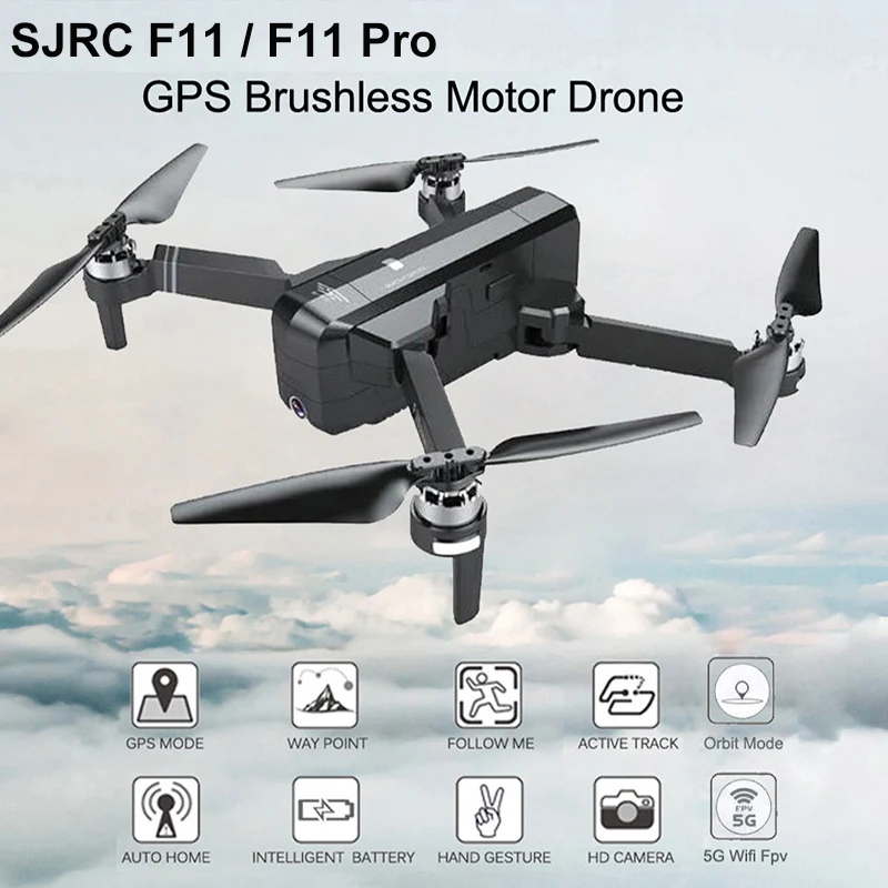 Продажа SJRC F11 PRO Дрон с font b GPS b font с Wifi FPV 1080 P 2 K HD камера F11 бесщеточный Квадрокоптер 25 минут время полета складной Дрон Vs SG906 A3