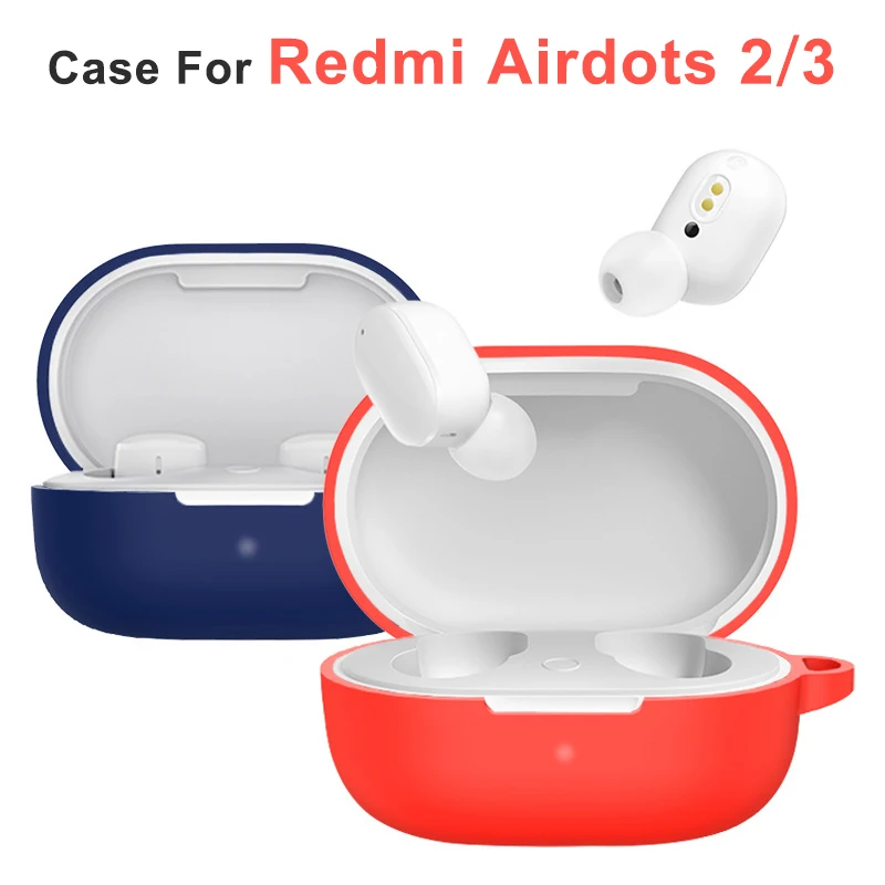 Silicone Protective Cover for Redmi Airdots 2 3 S Case Shell for Xiaomi Mi  True Wireless Earbuds Basic 2 SBox With Hook - AliExpress