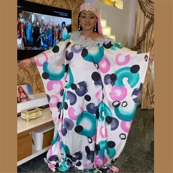 

One Size Print Floral Caftan Dress Farasha Islamic Kaftans Women Dashiki Plus Size Clothing