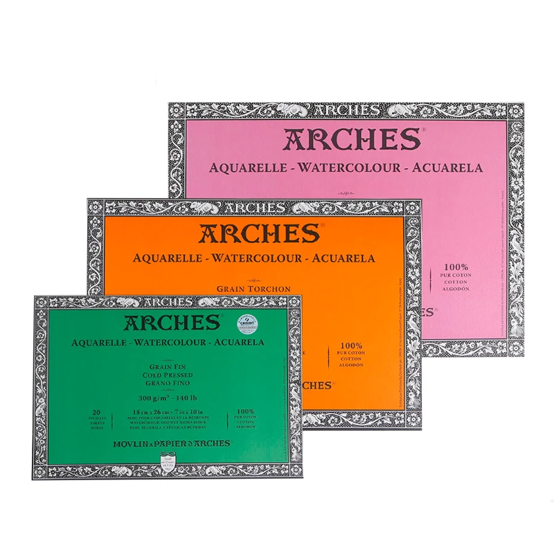 Arches Artist Watercolor Paper Block, Hot Press,Cold Press,Rough 20 Sheets(140Lb/300Gsm) Aquarelle 100 Cotton Drawing Paper Book|Watercolor Paper| - Aliexpress