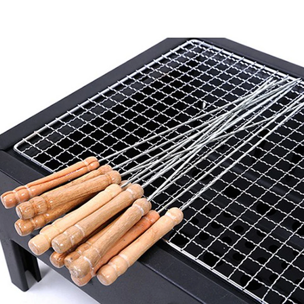 12Pieces Barbecue Skewers Set Stainless Steel Grill Stick Needles Kabob Sticks
